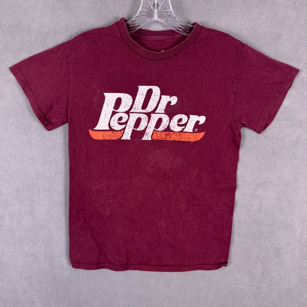 Dr Pepper Logo Soda Pop Dark Red Cotton T-shirt Size S‎ Read!